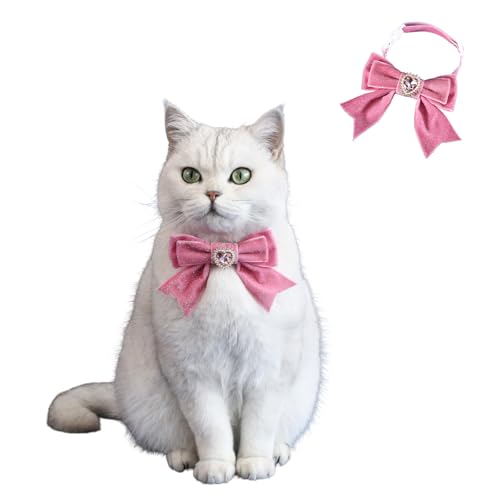 BT Bear Weihnachtshalsband für Katzen, handgefertigt, Samt, Weihnachtsfliege, Haustier-Neujahrs-Halsband für Katzen, Welpen, kleine Hunde, Rosa, 2 Stück BT Bear Weihnachtshalsband für Katzen, handgefertigt, Samt, Weihnachtsfliege, Haustier-Neujahrs-Halsband für Katzen, Welpen, kleine Hunde, Rosa, 2 Stück von BT Bear