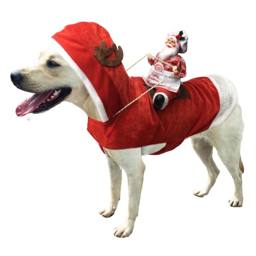 BT Bear Weihnachtsmann-Hundekostüm, Weihnachtsmann, Reiten für Haustiere, Cosplay-Kostüme, Party, Verkleiden, Hundeoutfit für Katzen, Welpen, kleine Hunde (Größe S, Chefkoch) von BT Bear
