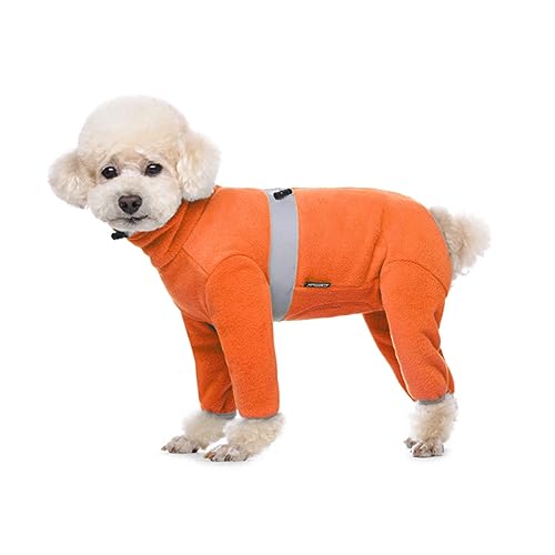 BT Bear Winter-Hundemantel, verstellbar, warmer Einteiler für kleine und mittelgroße Hunde (Größe M, Orange) von BT Bear