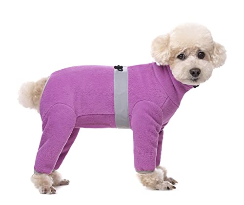 BT Bear Winter-Hundemantel, verstellbarer, warmer Einteiler für Haustiere, dicker, warmer Fleece-Overall, Kleidung, Pyjama, Kostüm, Bekleidung für kleine Hunde und mittelgroße Hunde (lila, XXL) von BT Bear