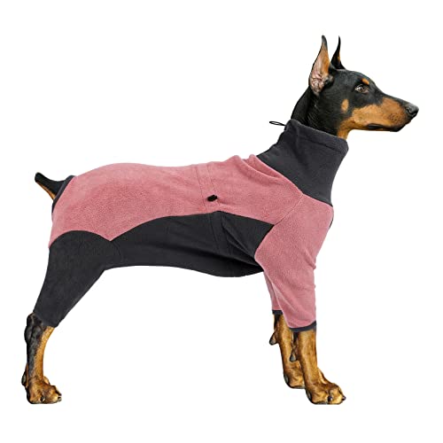 BT Bear Winter-Hundemantel, verstellbarer, warmer Haustier-Pyjama, Einteiler, verdickt, hält Wärme, Fleece-Overall, Kleidung PJS für mittelgroße Hunde, große Hunde (4XL, Rosa-Grau) von BT Bear