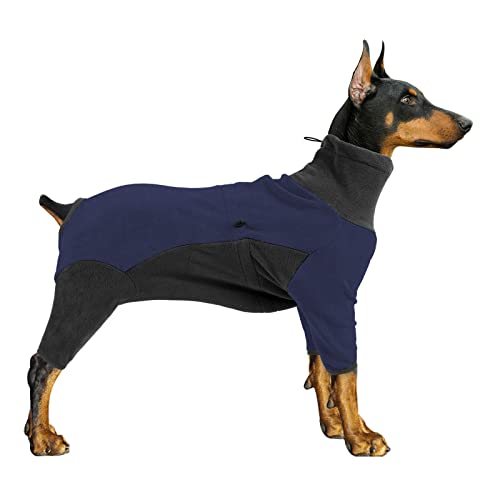 BT Bear Winter-Hundemantel, verstellbarer, warmer Haustier-Pyjama, Einteiler, verdickt, hält Wärme, Fleece-Overall, Kleidung PJS für mittelgroße Hunde und große Hunde (XXL, Blau / Grau) von BT Bear