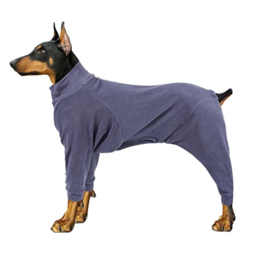 BT Bear Winter-Hundemantel, warmer Hunde-Schlafanzug, Einteiler, großer Hunde-Fleece, warm, für den Winter, Kleidung, PJS für mittelgroße Hunde (Grau, Blau, XL) von BT Bear