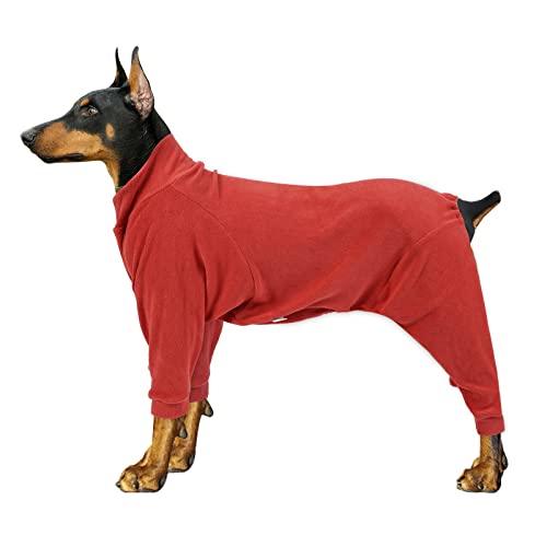 BT Bear Winter-Hundemantel, warmer Hunde-Schlafanzug, Einteiler, großer Hunde-Fleece, warm, für den Winter, Kleidung, PJS für mittelgroße und große Hunde (Orange-Rot, 4XL) von BT Bear