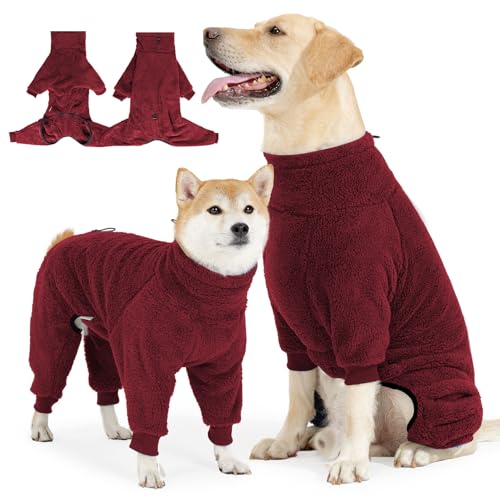 BT Bear Winterkleidung für Hunde, warmer Fleece-Pullover, Hunde-Pyjama, für kaltes Wetter, Haustier-Einteiler, Overall für große Hunde, Rot, XXL BT Bear Winterkleidung für Hunde, warmer Fleece-Pullover, Hunde-Pyjama, für kaltes Wetter, Haustier-Einteiler, Overall für große Hunde, Rot, XXL von BT Bear