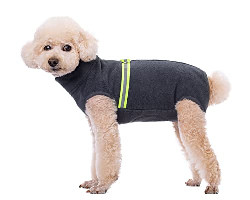 BT Bear Winterkleidung für kleine Hunde, Winterkleidung, Mantel, weiches Fleece mit reflektierendem Hunde-Einteiler, Overall, Welpen-Haustier-Pyjama-Kostüm (Dunkelgrau, M) von BT Bear