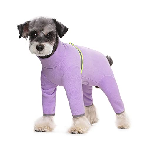 BT Bear Winterkleidung für kleine Hunde, Winter, warmer Mantel, weiches Fleece mit reflektierendem Reißverschluss, Hunde-Einteiler für Welpen, Haustier-Pyjama, Kostüm, Bekleidung (lila, L) von BT Bear
