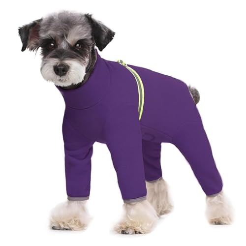 BT Bear Winterkleidung für kleine Hunde, warmer Wintermantel, weiches Fleece mit reflektierendem Reißverschluss, Hunde-Einteiler, Jumpsuit, Welpen-Haustier-Pyjama, Kostüm, Bekleidung (Dunkelviolett, S von BT Bear