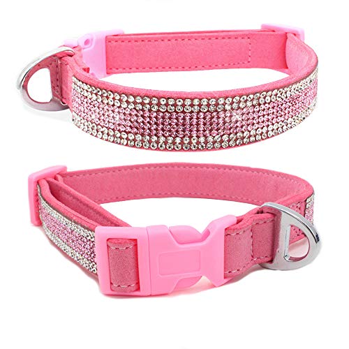 Haustier-Halsband, glitzernde Kristalle, verstellbar, bequem, Mikrofaser, weich, mit Schnalle, Halsband für kleine Hunde, mittelgroße Hunde, Halsumfang 37–44 cm, Rosa Haustier-Halsband, glitzernde Kristalle, verstellbar, bequem, Mikrofaser, weich, mit Schnalle, Halsband für kleine Hunde, mittelgroße Hunde, Halsumfang 37–44 cm, Rosa von BT Bear