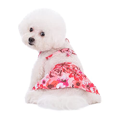 Hunde-Bikini, Haustier-Badeanzug, Blume, für den Sommer, Strandkleid, Kleidung für Katzen, Welpen, kleine Hunde (groß, rosa Blume) von BT Bear