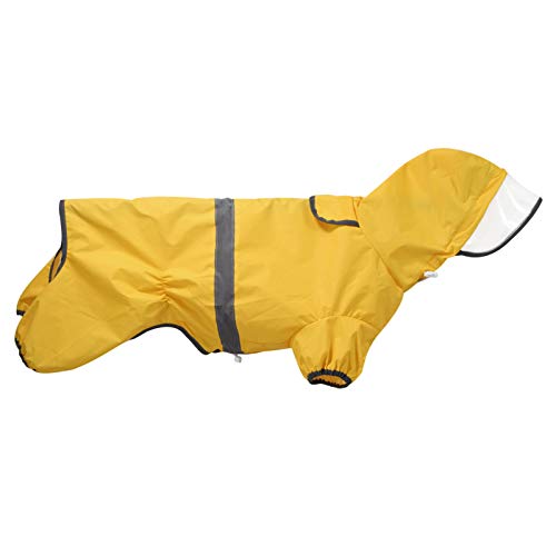 Hunde-Regenmantel, wasserdicht, mit Kapuze und Kragenloch, transparente Krempe, ultraleicht, atmungsaktiv, reflektierend, Jumpsuit für kurzbeinige Hunde, Corgi-Dackel, Größe XL von BT Bear
