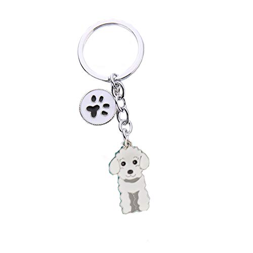 Schlüsselanhänger mit Hundemotiv, niedlicher Metall-Schlüsselanhänger, Taschenanhänger, tolles Geburtstgsgeschenk, 10 cm, (Weißer Pudel) von BT Bear