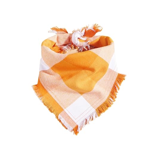 Hundehalstuch, Baumwolle, kariert, waschbar, Dreieck, Haustier-Lätzchen, Halstuch für Katzen, Welpen, kleine Hunde, mittelgroße Hunde, Orange / Weiß von BT Bear