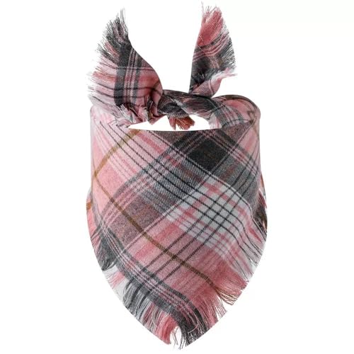 Hundehalstuch, Baumwolle, kariert, waschbar, dreieckig, Haustier-Lätzchen, Halstuch für kleine, mittelgroße und große Hunde, Rosa / Weiß von BT Bear