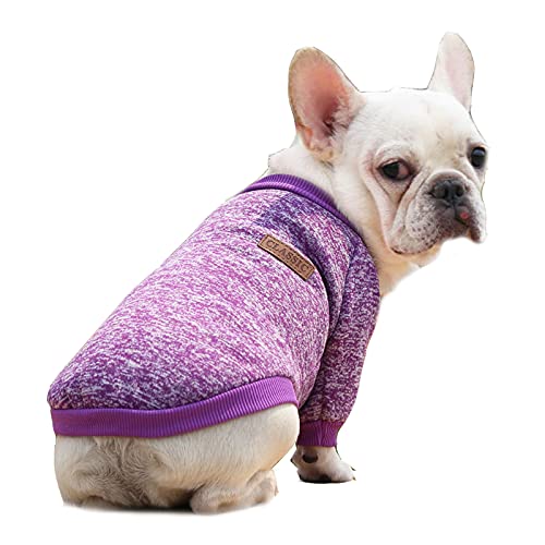 Hundekleidung, weicher Baumwoll-Fleece, warmer Wintermantel für Katzen, kleine Hunde, mittelgroße Hunde (XL, Violett) von BT Bear