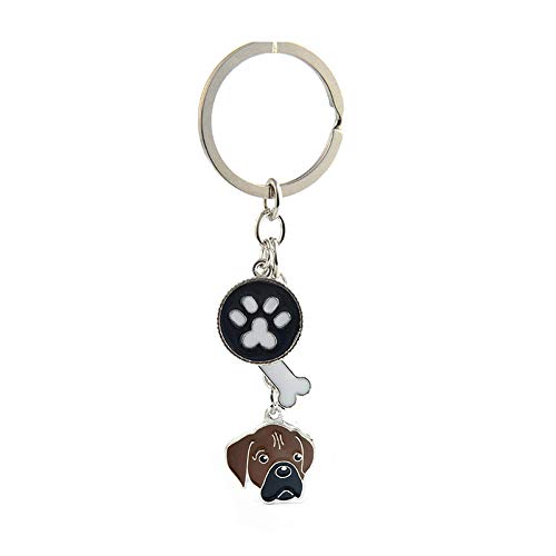 Hundemarken Schlüsselanhänger, Haustier-ID-Anhänger aus Metall, Hundepfoten-Anhänger (brauner Boxer) von BT Bear