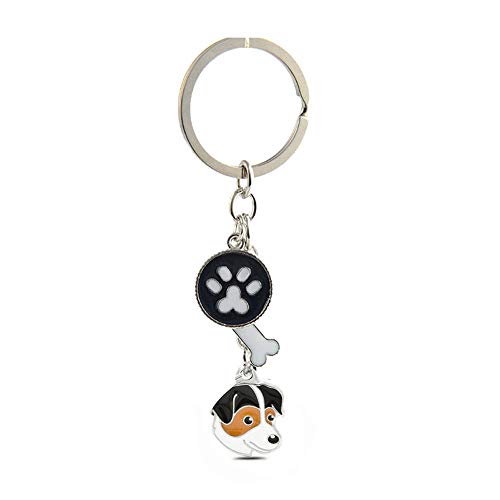 Hundemarken Schlüsselanhänger, Haustier-ID-Tags, hübscher Metall-Schlüsselanhänger mit Hundepfoten, Knochen, kleine Hunde, Anhänger (drei Farben Jack Russell) von BT Bear