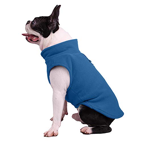 Hundepullover / Hunde-Sweatshirt, weiche Fleece-Weste, Kaltwetterjacke mit Ring für die Leine für kleine und mittelgroße Hunde (Größe L, Blau) von BT Bear