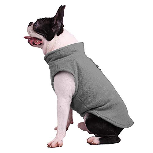 Hundepullover / Hunde-Sweatshirt, weiche Fleece-Weste, Kaltwetterjacke mit Ring für die Leine für kleine und mittelgroße Hunde (Größe L, Grau) von BT Bear