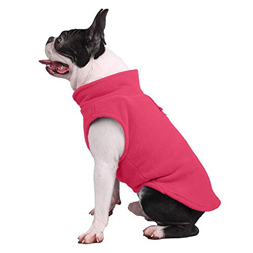 Hundepullover, Hunde-Sweatshirt, weiche Fleece-Weste, kaltes Wetter, Jacke mit Leinen-Ring für kleine Hunde, mittelgroße Hunde (Medium, Hot Pink) von BT Bear