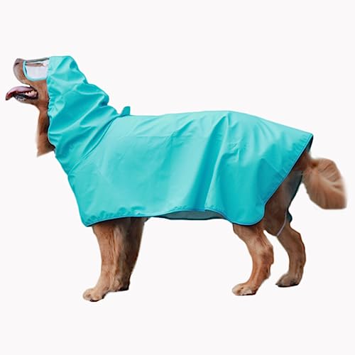 Hunderegenmantel mit Kapuze und Kragenloch, wasserdichter Hunderegenponcho, reflektierende Hunderegenjacke, winddichte Kapuzenpullover, Hundebauchabdeckung für große Hunde (Blau, Größe 8XL) von BT Bear