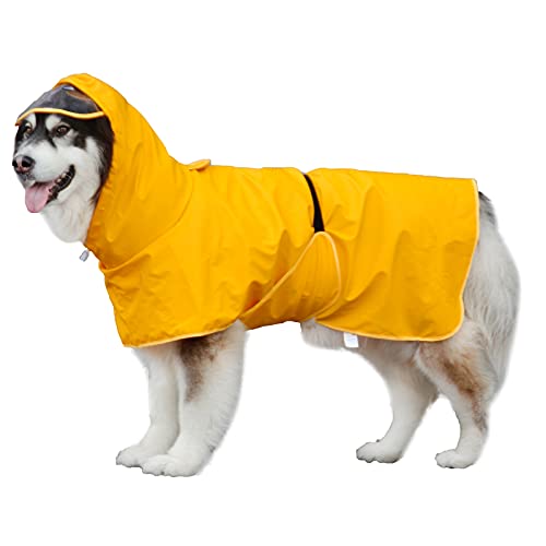 Hunderegenmantel mit Kapuze und Kragenloch, wasserdichter Hunderegenponcho, reflektierende Hunderegenjacke, winddichte Kapuzenpullover, Hundebauchabdeckung für große Hunde (Gelb, 8XL) von BT Bear