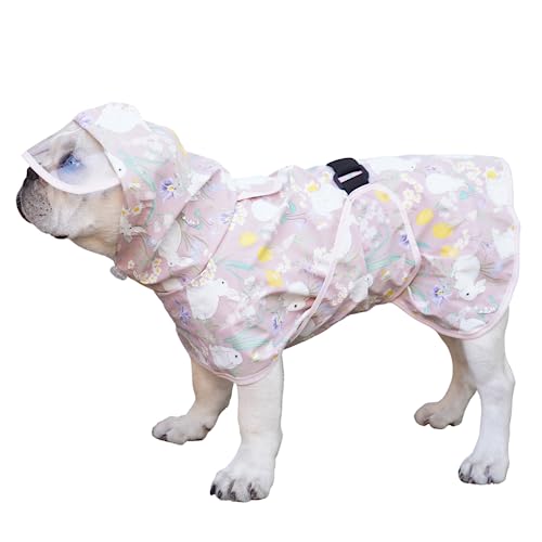 Hunderegenmantel mit Kapuze und Kragenloch, wasserdichter Hunderegenponcho, reflektierende Hunderegenjacke, winddichte Kapuzenpullover, Hundebauchabdeckung für große Hunde (Rosa, 8XL) von BT Bear