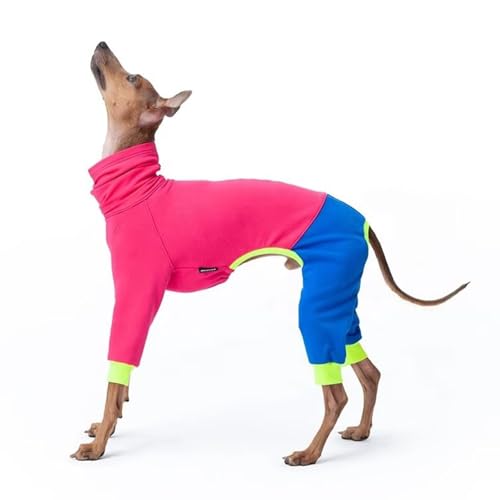 Leichter italienischer Windhund-Pullover, Whippet-Kleidung mit Beinen, winddichter Rollkragen-Hunde-Jumpsuit, Fleece-Schlafanzug für Windhunde, Lurcher (Hot Pink, L) von BT Bear