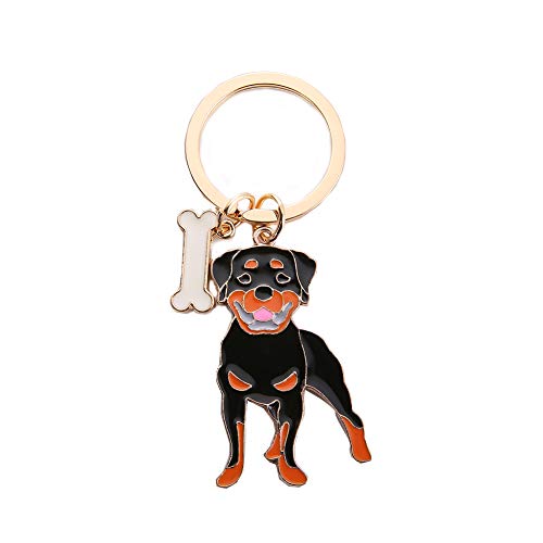 Schlüsselanhänger mit Hundemotiv, 10 cm, niedlicher Metall-Schlüsselanhänger, Schlüsselanhänger, Taschenanhänger, bester Geburtstag (Rottweiler) von BT Bear