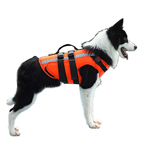 Schwimmweste für Hunde, hohe Sichtbarkeit, leicht zu greifen, Schwimmweste, Schwimmweste, verstellbar, Sicherheit, reflektierend, für Haustiere, Schwimmen, Surfen, Bootfahren, mittelgroße Hunde von BT Bear