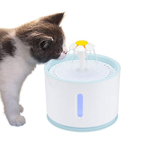 Wasserbrunnen für Katzen, 2,4 l, ultra-leiser Wasserbrunnen für Haustiere, mit austauschbarem Filter, automatischer Katzenbrunnen, Stromversorgung über USB, Blau Wasserbrunnen für Katzen, 2,4 l, ultra-leiser Wasserbrunnen für Haustiere, mit austauschbarem Filter, automatischer Katzenbrunnen, Stromversorgung über USB, Blau von BTBHIHO
