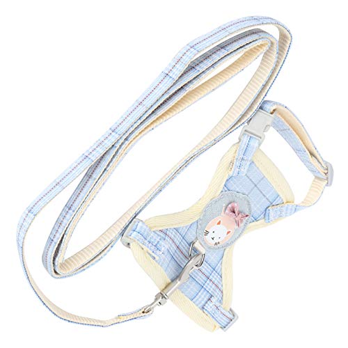 Katzengeschirr mit Leine, einfach(Blue Plaid, 1.5cm (Suitable for 7-16 kg)) von BTER