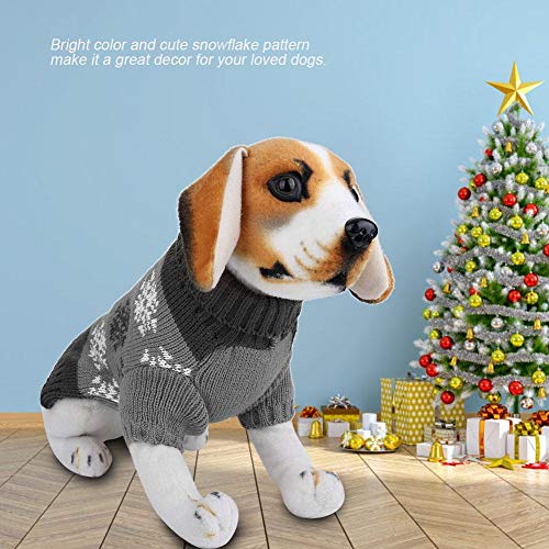 BTER Schneeflocken bedruckter Hundepullover, Strickpullover für Welpenkleidung Kleine Hundepullover, Weihnachtskleidung für(Gray, XS) von BTER