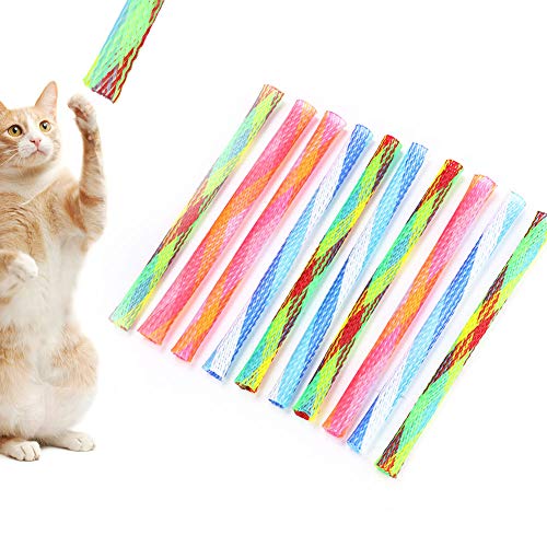 BTOSEP Katzen-Federrohr-Spielzeug, 10 Stück, Frei Faltbare Federform, Mehrfarbiges Katzen-Hüpfspielzeug, Gute Elastizität, Haustier-Spielspielzeug von BTOSEP