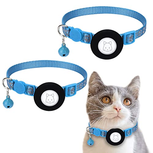 Halsband C mit 2 Stück Katzenhalsband mit Glöckchen und Sicherheitsverschluss, Reflektierendes Halsband für Kätzchen, Welpen (Blue) von BTOSEP
