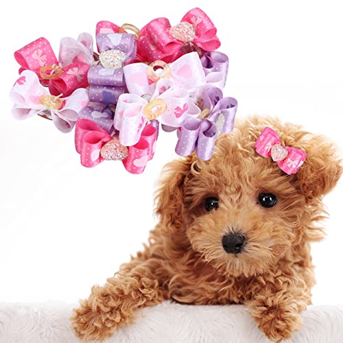 Hundehalsband-Schleifen, Blumen, 15 Stück, Mehrfarbige Haustier-Haarschleifen, Fellpflege-Zubehör für Katzen, Mittelgroße und Kleine Hunde von BTOSEP