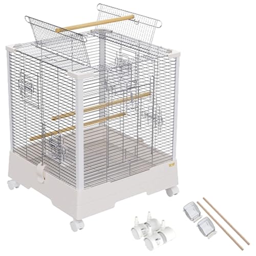 20 Zoll Edelstahl Vogelkäfig, Innen Papageienkäfig Vogelhaus Mit Verriegelung, Groß Flugkäfig Vogelvoliere Für Wellensittich, Kanarienvogel(2pcs) von BTRUTY
