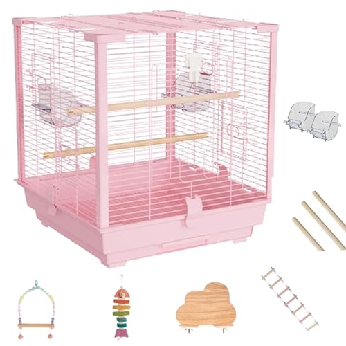20 Zoll Vogelkäfig Transportkäfig Klein, Vogelvoliere Innen Mit Offenem Dach Papageienkafig Außen Für Kanarienvögel, Wellensittich, Finch(Pink,7pcs) von BTRUTY