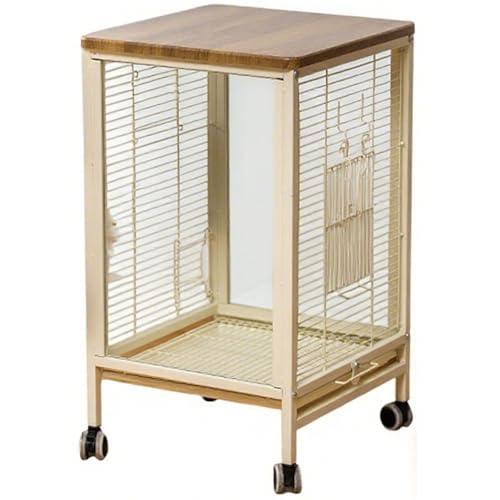 24 Zoll Glas Groß Vogelkäfig, Innen Wellensittich Vogelkäfig Vogelhaus Mit Rollständer Zuchtkäfig Käfig Für Kanarienvogel, Papageien(1pcs) von BTRUTY