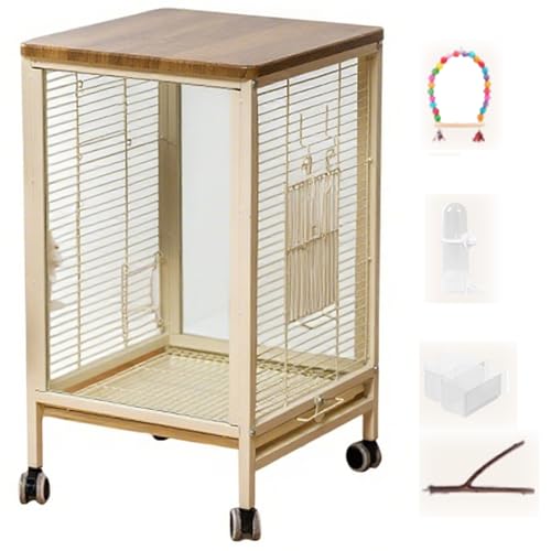 24 Zoll Glas Groß Vogelkäfig, Innen Wellensittich Vogelkäfig Vogelhaus Mit Rollständer Zuchtkäfig Käfig Für Kanarienvogel, Papageien(4pcs) von BTRUTY