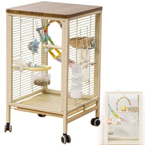 24 Zoll Glas Groß Vogelkäfig, Innen Wellensittich Vogelkäfig Vogelhaus Mit Rollständer Zuchtkäfig Käfig Für Kanarienvogel, Papageien(7pcs) von BTRUTY
