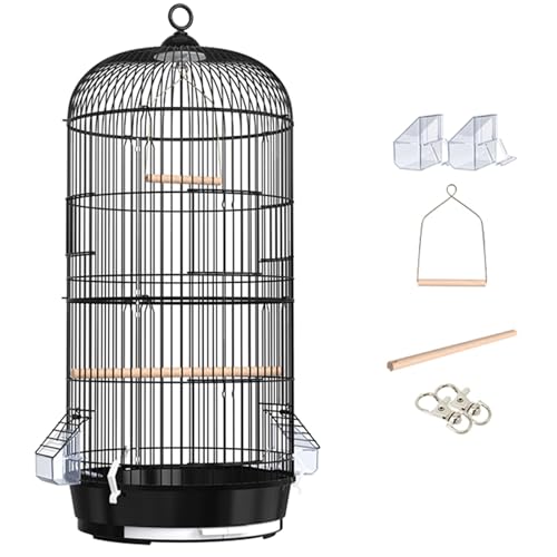 29inch Groß Rund Vogelkäfig, Doppelschicht Vogelhaus Reisekäfig Für Wellensittich Flugkäfig Vogelvoliere Für Papageien, Kanarienvogel(Black,4pcs) von BTRUTY