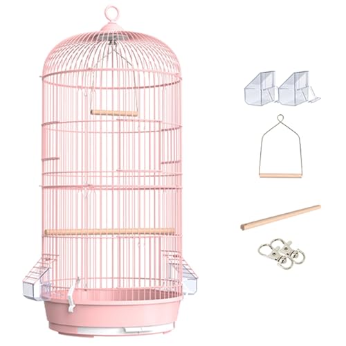 29inch Groß Rund Vogelkäfig, Doppelschicht Vogelhaus Reisekäfig Für Wellensittich Flugkäfig Vogelvoliere Für Papageien, Kanarienvogel(Pink,4pcs) von BTRUTY