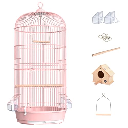 29inch Groß Rund Vogelkäfig, Doppelschicht Vogelhaus Reisekäfig Für Wellensittich Flugkäfig Vogelvoliere Für Papageien, Kanarienvogel(Pink,5pcs) von BTRUTY