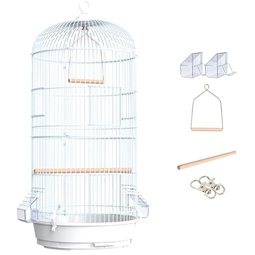 29inch Groß Rund Vogelkäfig, Doppelschicht Vogelhaus Reisekäfig Für Wellensittich Flugkäfig Vogelvoliere Für Papageien, Kanarienvogel(White,4pcs) von BTRUTY