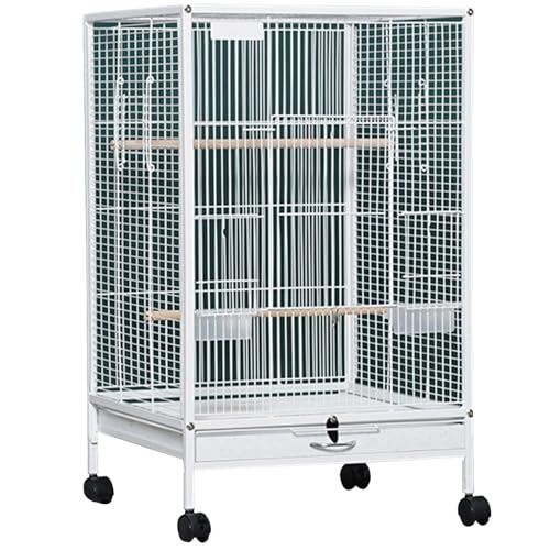 30 Inch Außen Vogelvoliere Groß, Zuchtkäfig Wellensittich Mit Rollständer Kanarien Voliere Vogelkäfig Vogelhaus Für Papageien(White) von BTRUTY