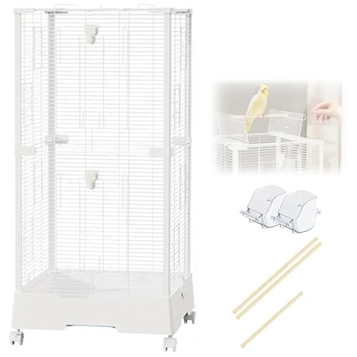 38 Zoll Vogelkäfig Wellensittich Mit Rollständer, Groß Wellensittichkäfig Mit Offenem Dach, Vogelbauer Vogelvoliere Für Papageien, Kanarienvogel(4pcs) von BTRUTY