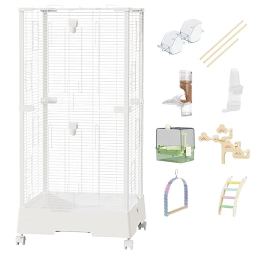 38 Zoll Vogelkäfig Wellensittich Mit Rollständer, Groß Wellensittichkäfig Mit Offenem Dach, Vogelbauer Vogelvoliere Für Papageien, Kanarienvogel(9pcs) von BTRUTY
