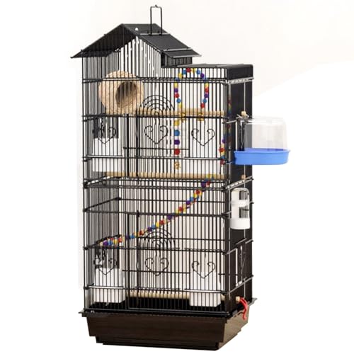 39 Zoll Vogelkäfig Wellensittichkäfig, Groß Vogelvoliere Vogelhaus Draußen Papageienkäfig Für Kanarienvogel, Parakeet(Black,10pcs) von BTRUTY