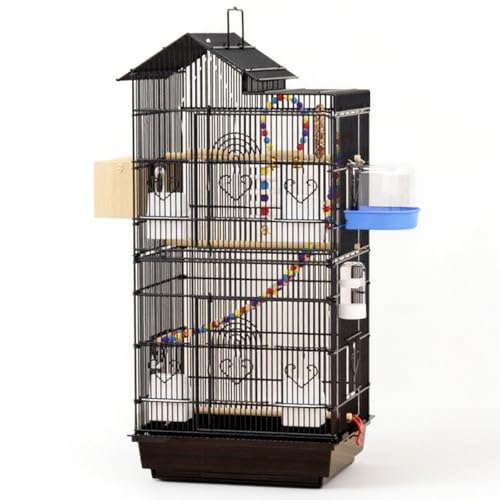 39 Zoll Vogelkäfig Wellensittichkäfig, Groß Vogelvoliere Vogelhaus Draußen Papageienkäfig Für Kanarienvogel, Parakeet(Black,13pcs) von BTRUTY